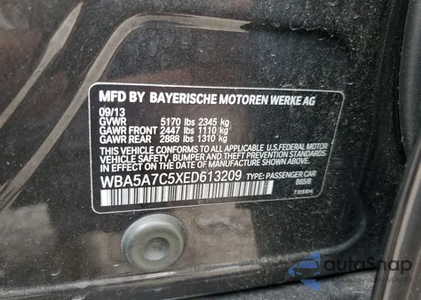 2014 BMW 528 Xi из США, поврежденный, VIN WBA5A7C5XED613209